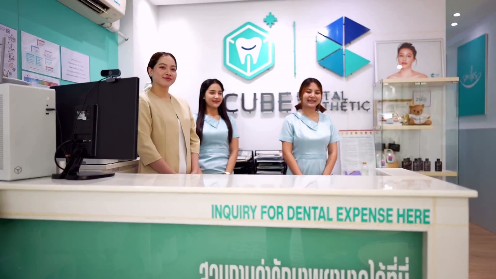 The team at the front desk of CUBE Dental Clinic, Patong